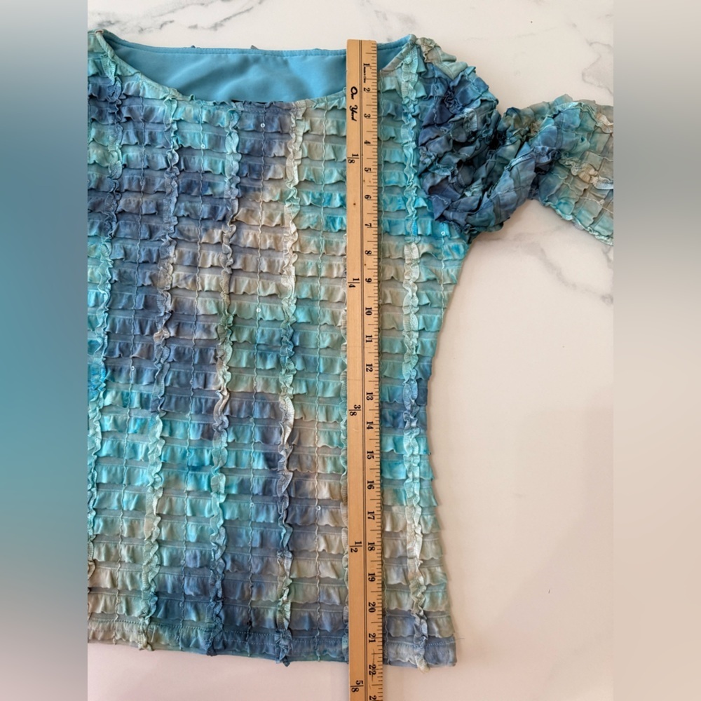 Cartise Blue and Green Textured Women's Top Medium - Picture 4 of 5
